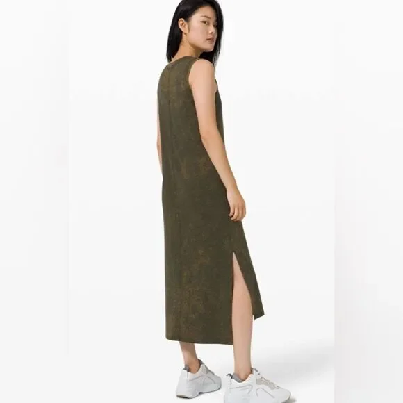 Lululemon All Yours Tank Maxi Dress *Wash Cloudy Wash Dark Olive - Picture 2 of 9